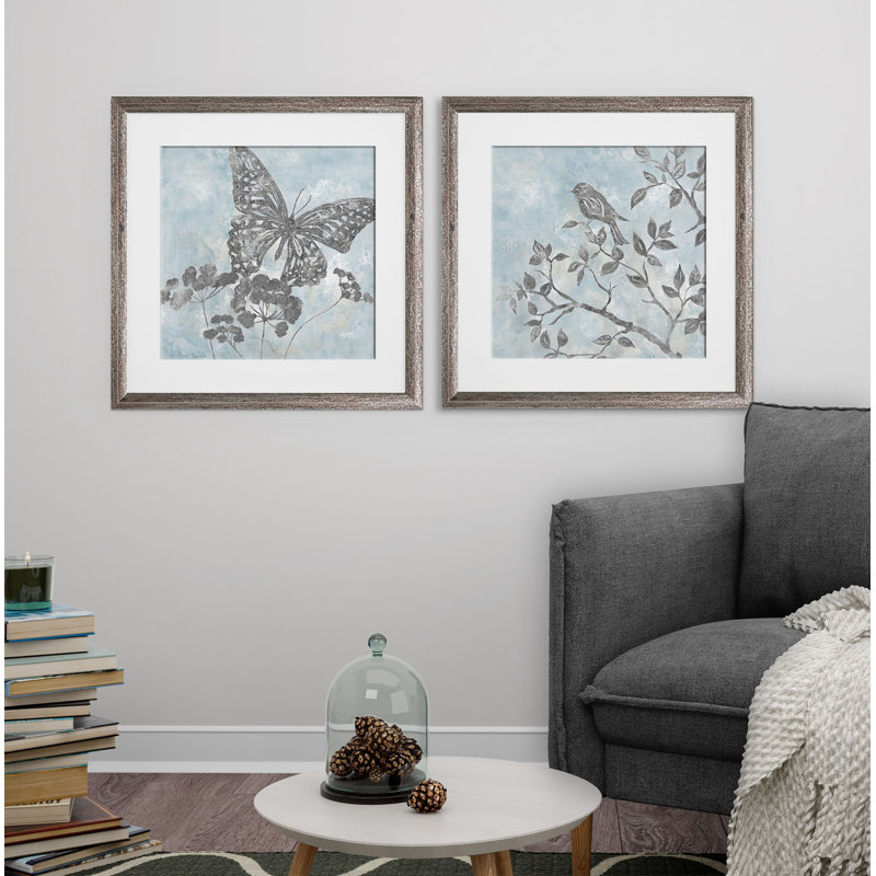 " Soft Silhouette Butterfly " 2 - Pieces, Brown Framed