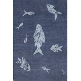 Pesce Area Rug in Indigo/Blue/Gray/Marine