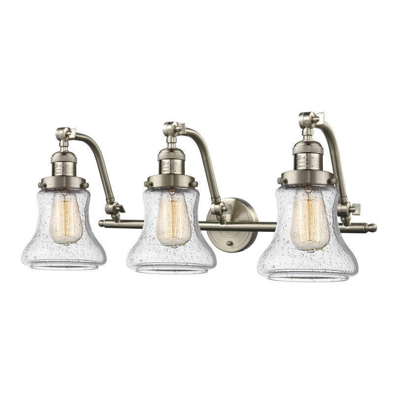 Purcellville 3 - Light Dimmable Vanity Light, Brushed Satin Nickel, Cased Matte White Seedy, Bulb Not Included