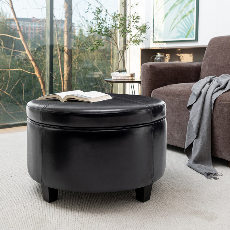 Repose-pieds avec rangement Canek, Similicuir noir
