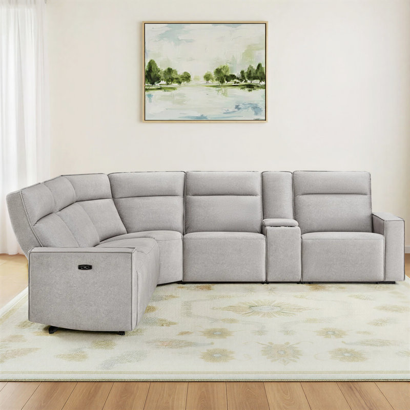 Phillipsburg 6 - Piece Upholstered Power Recliner Sectional Sofa with Storage Console 