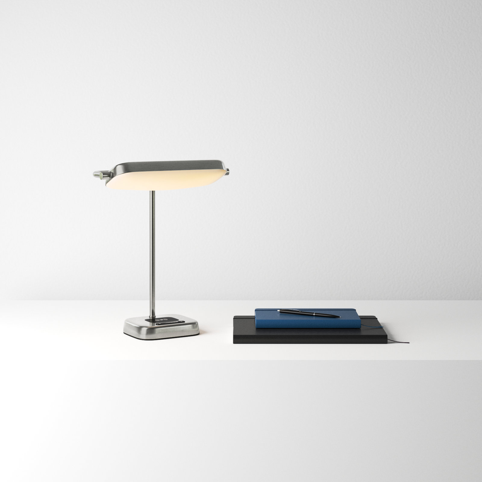 Metal USB Desk Lamp, Brushed Steel, Brushed Steel w. Frosted Diffuser