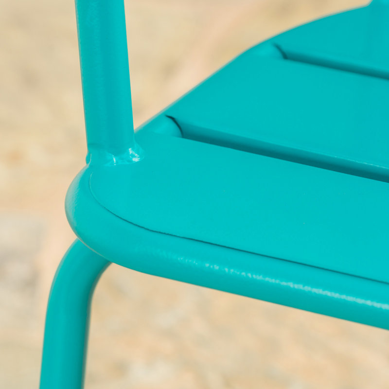 Table et chaise de bistro d'extérieur - Fer, bleu sarcelle, pour patio
