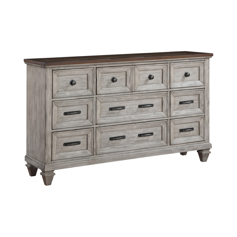 Gurkamal Wood 9-Drawer Dresser, Cream