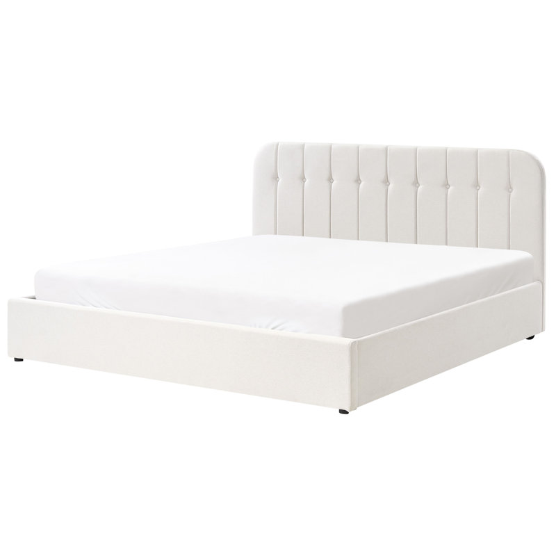 Upholstered Ottoman Storage Bed, Super King (180 x 200 cm), White
