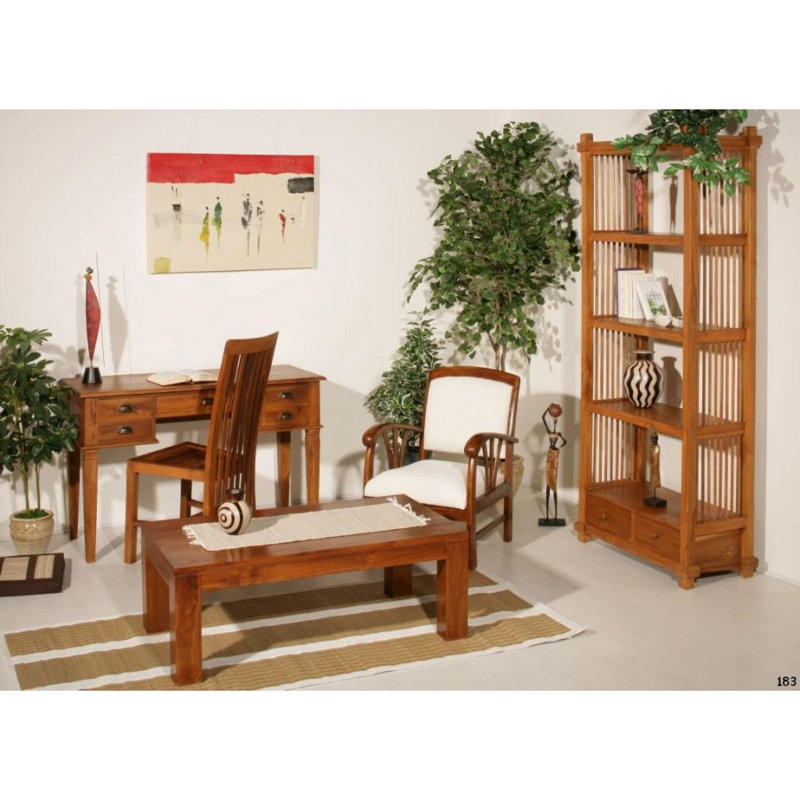 Jaylyn Solid Wood Writing Desk, Honey