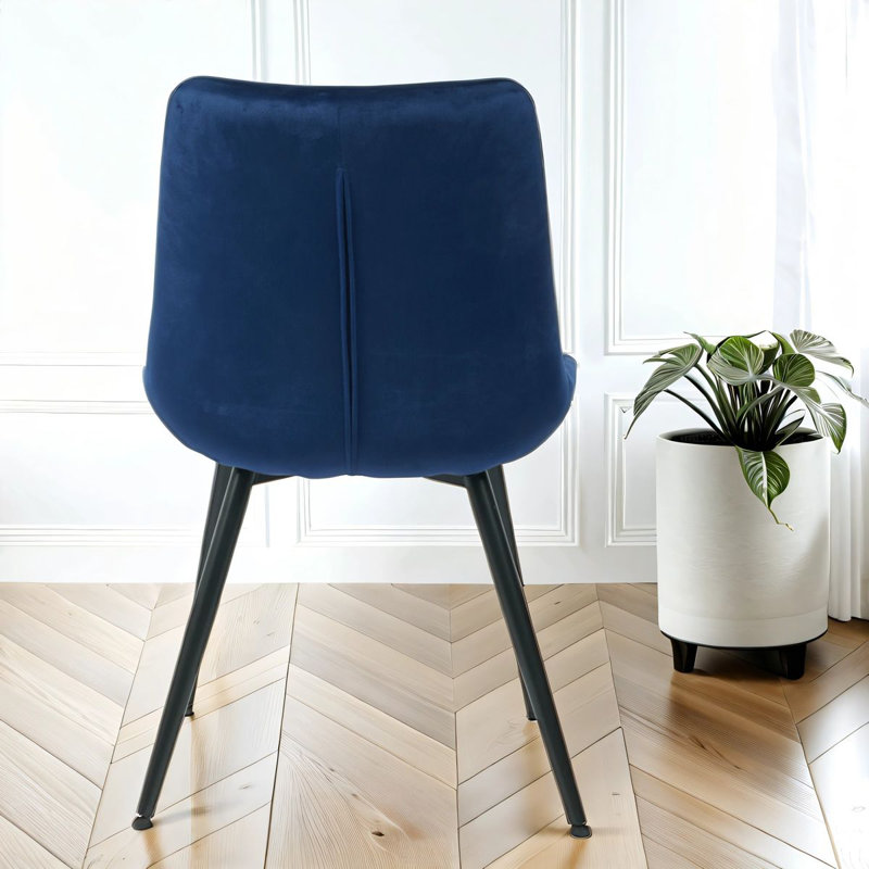 Velvita Luxury Velvet With Legs Dining Chair, Black, Blue, 4