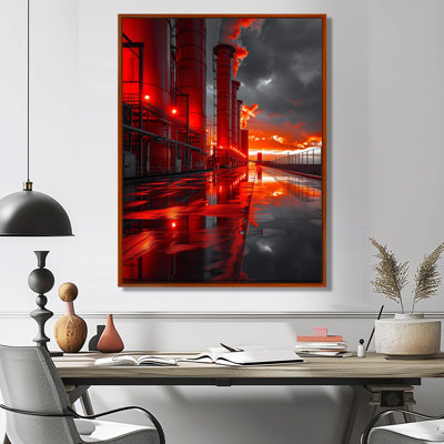 Monochromes rouges et gris Power Surge Power Plant II - centrales électriques, impression d'art mural