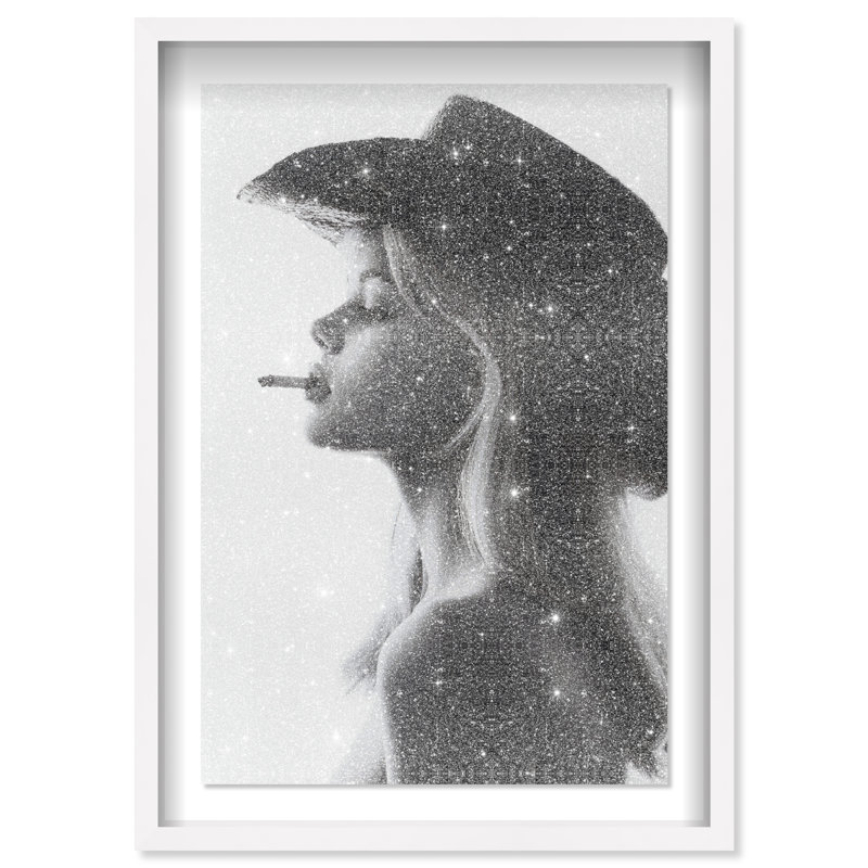 Desert Cowgirl Framed Graphic Art, 25.5"H x 17.5"W, White Shadowbox