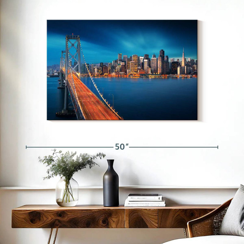 Lilie SF Bay Bridge Twilight Rush, H 26 po x l 39 po