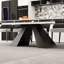 Grande table de salle à manger extensible moderne 78,74 "à 110,24" en pierre frittée moderne avec base en acier au carbone noir-1737393808