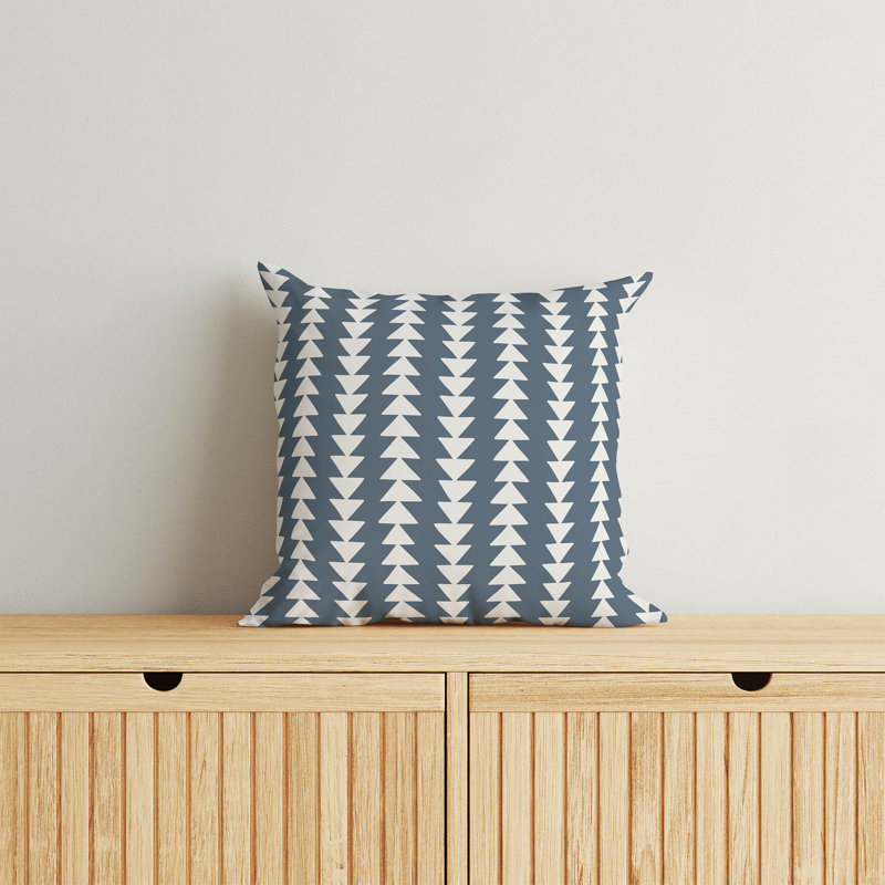 Coussin Tribal, Bleu, H 16 po x l 16 po