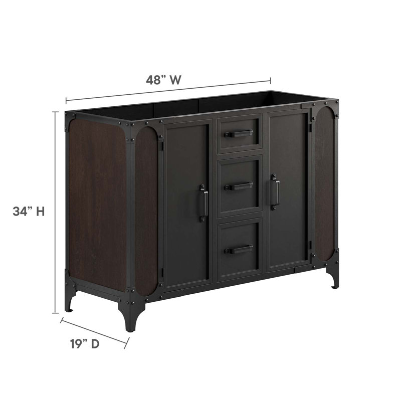 Steamforge 47" Black Walnut Double Bathroom Vanity Cabinet