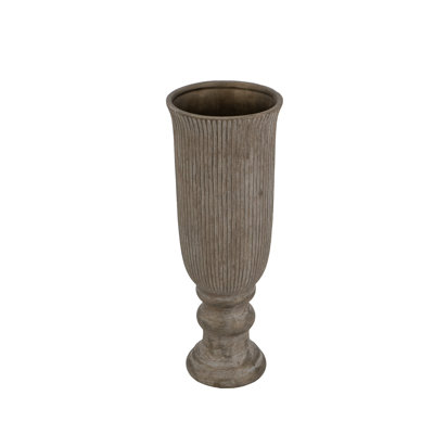  Vase piédestal en terre cuite avec motif strié bronze