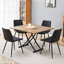 Ensemble de table de salle à manger moderne et réglable avec grain de bois naturel et bois aggloméré au design élégant en métal noir pour une utilisation polyvalente