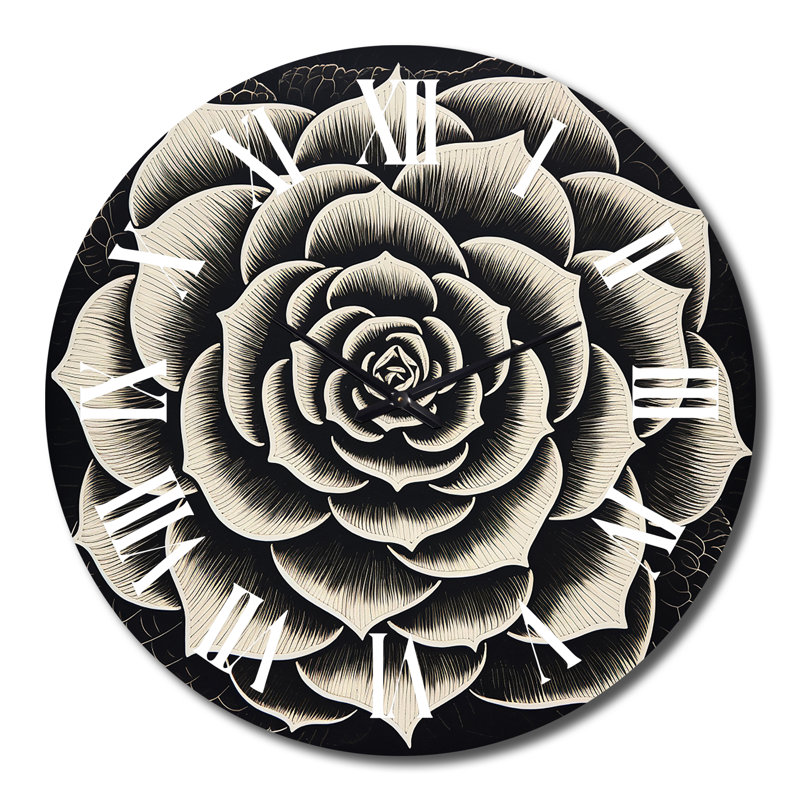 Minimal succulent en noir et blanc - horloge murale succulente, Très grand