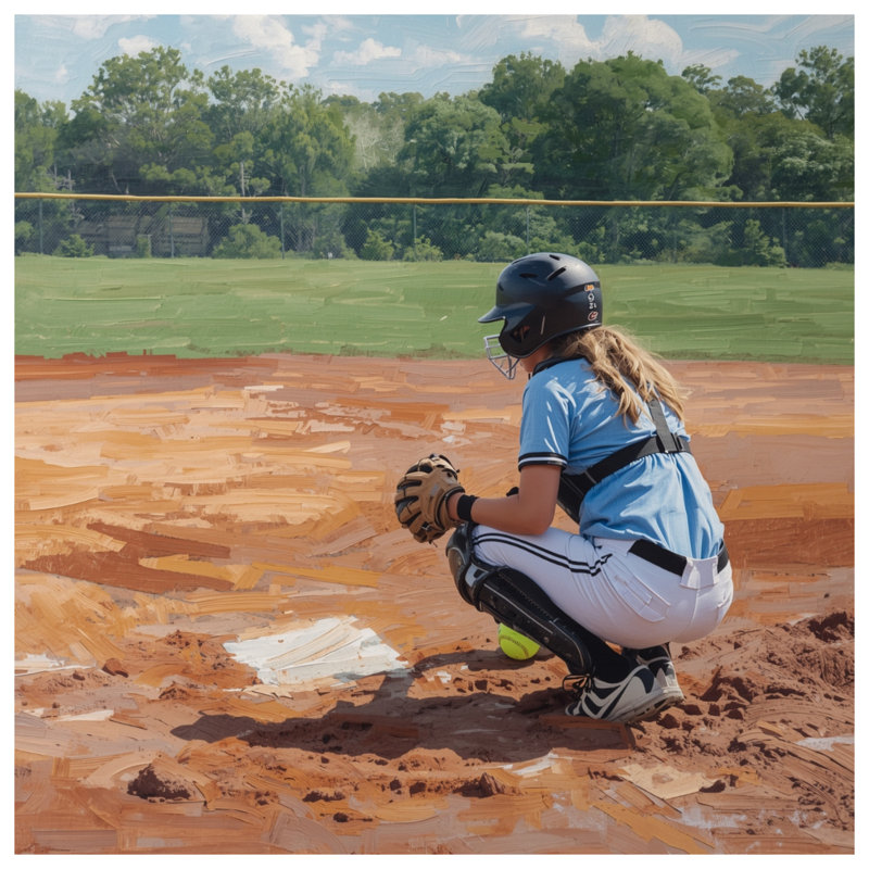 Softball Catcher Portrait Comforter, Queen
