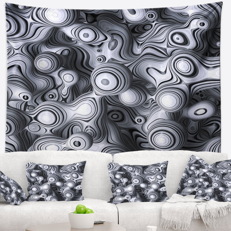 Tapisserie bulles abstraites en 3d, H 68 po x l 80 po