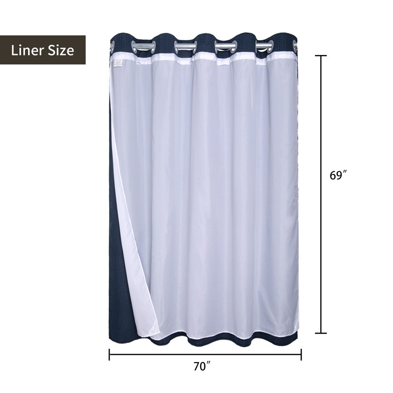 Rideau de douche gaufré Duppstadt, H 74 po x l 71 po, Bleu marine