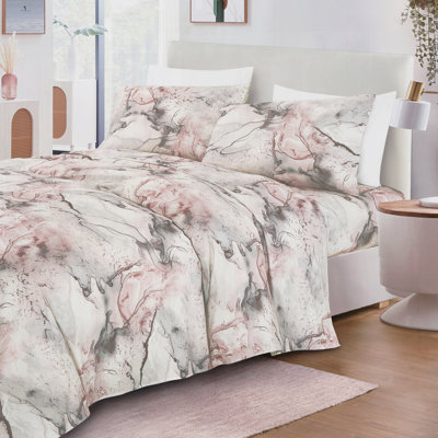 Ensemble de draps en microfibre Marble Blush - imprimé, très doux