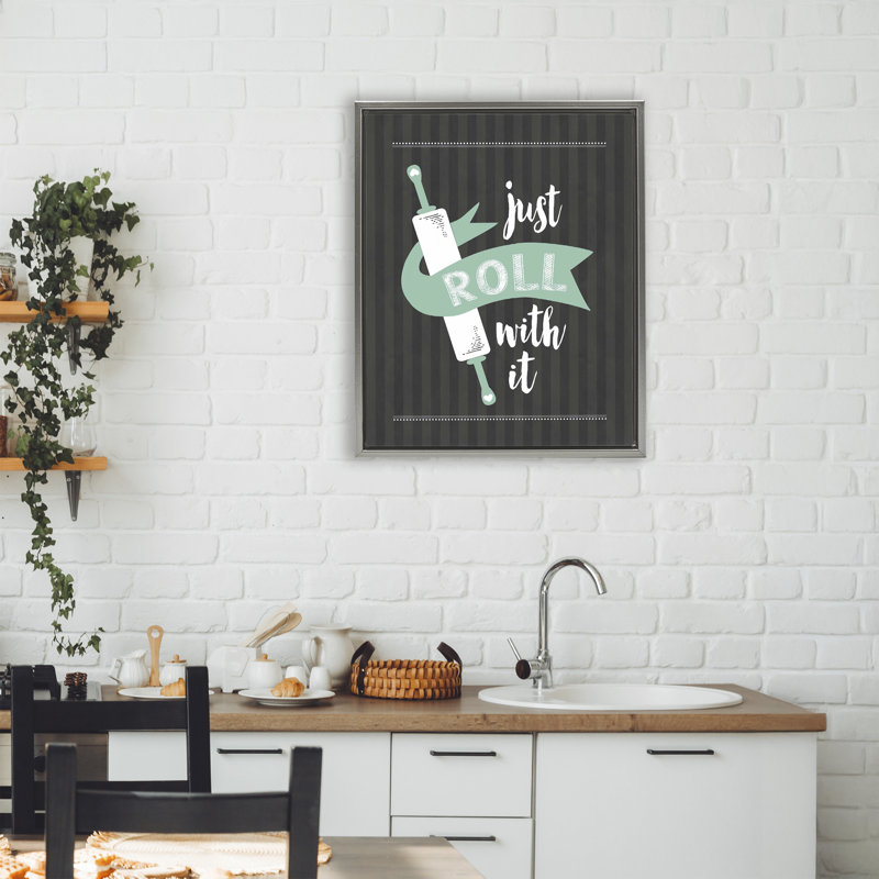 Rouleau avec cadre flottant noir, design par lettré et doublé, Cadre flottant gris lustré, H 21 po x l 17 po