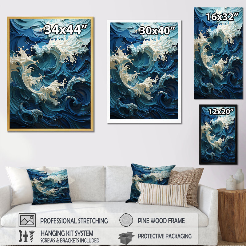 «Fantasy Oceanic Dreamscape I», reproduction sur toile, Cadre simple argenté, H 20 po x l 12 po x P 1 po