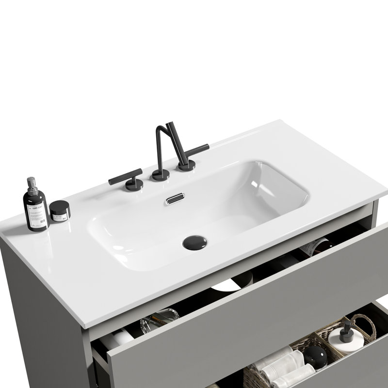 Lavabo en céramique brillante, surface lisse, blanc facile à nettoyer et élégant