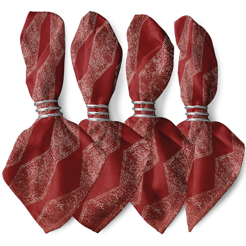 Cintya Polyester Ikat Square Napkin, Red