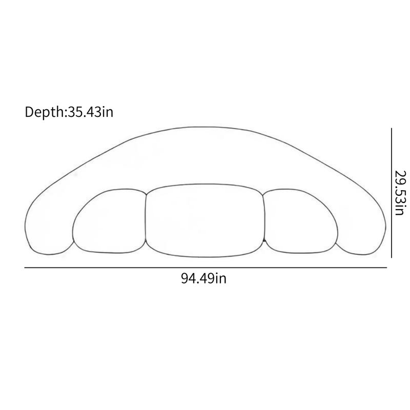 Canapé léger de luxe simple blanc cassé, H 29,53 po x l 94,49 po x P 35,43 po