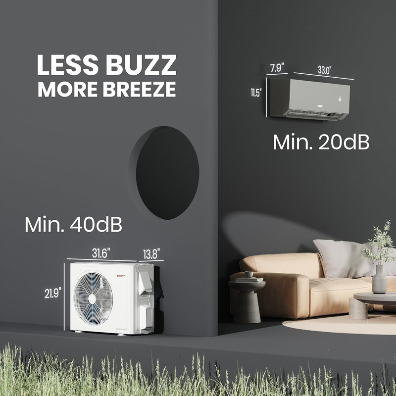 Climatiseur et chauffage mini-split TOSOT 12 000 BTU 24,5 SEER2, certifié Energy Star, unité de climatisation Inverter sans conduit avec Wi-Fi, compatible avec un système ERV en option, 208-230 V, série Aoraki, noir