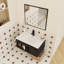 Meuble-lavabo flottant mural 30 po avec lavabo en céramique - Armoire moderne en chêne foncé avec tablette ouverte et porte à fermeture en douceur, conception peu encombrante (robinet et drain non inclus)-56931722