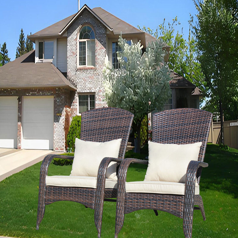 Chaise de patio avec coussins (coussin gris), Brun