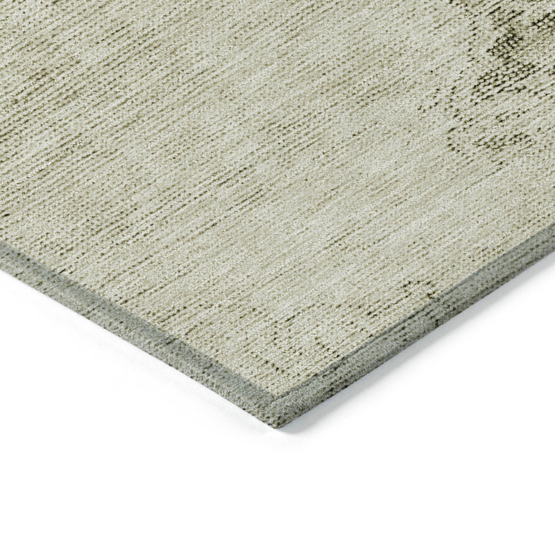 Tapis intérieur / extérieur beige lavable taupe et brun 8 pi x 10 pi