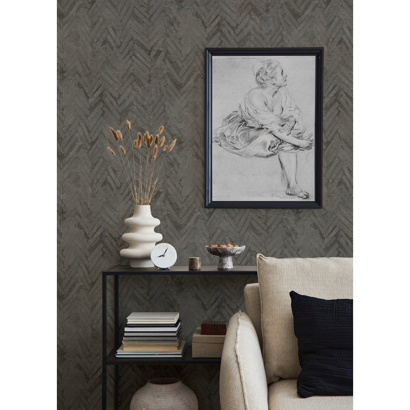 Amesemi Abstract Metallic Wallpaper Roll, Dark Gray