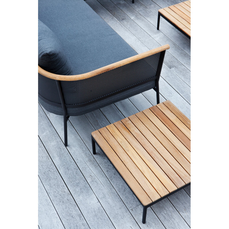 Table basse à accoudoirs, Teck, Anthracite, 14.3"