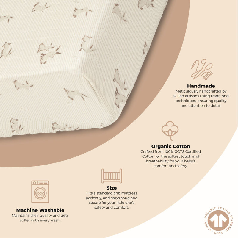 Avery Greenguard Gold Certified Animals Floral Cotton - Piece Standard Crib Fitted Sheet