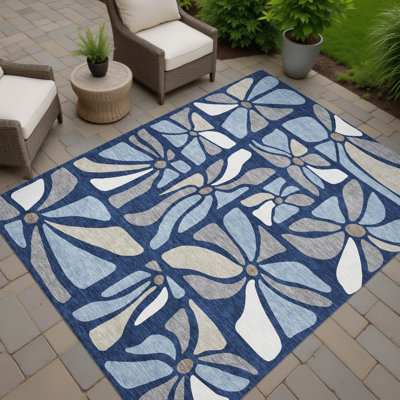 Machine Washable Indoor/Outdoor Chantille ACN2630 Floral Rug