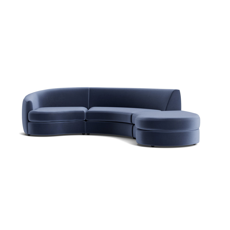 Giselle 3-Piece Left Arm Sectional, Performance Velvet - Indigo