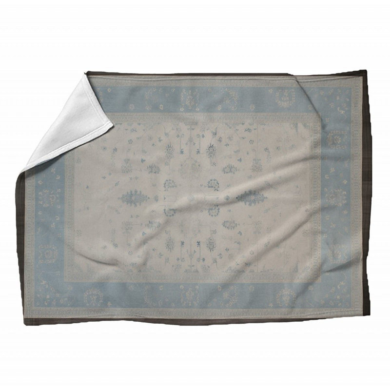 Machine Printed Throw Blanket, 60" L x 50" W, Floral, Blue/Light Blue