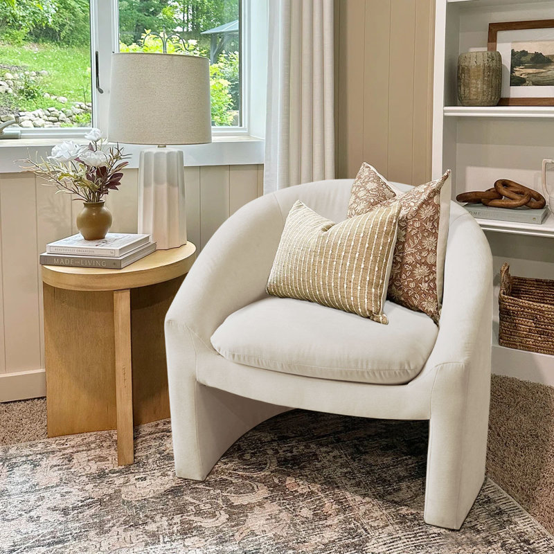 Ichika 32" W Chenille Accent Chair , Beige Chenille