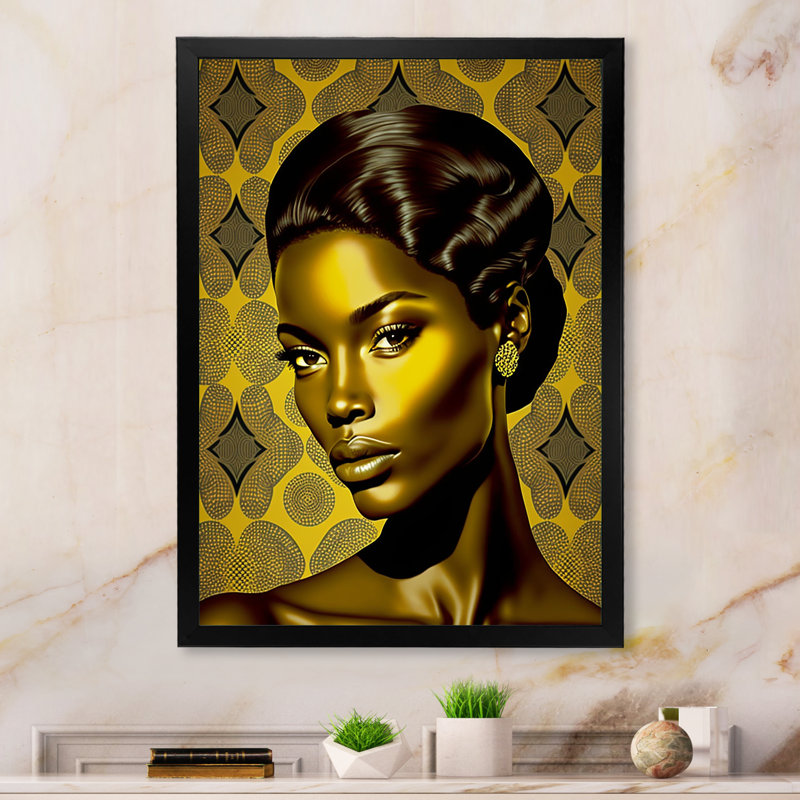 Elwin " Beautiful Retro African American Model V ", Black Picture Framed, 20" H x 12" W x 1" D