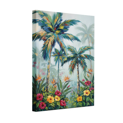 Plantes et fleurs, palmiers tropicaux et fleurs colorées