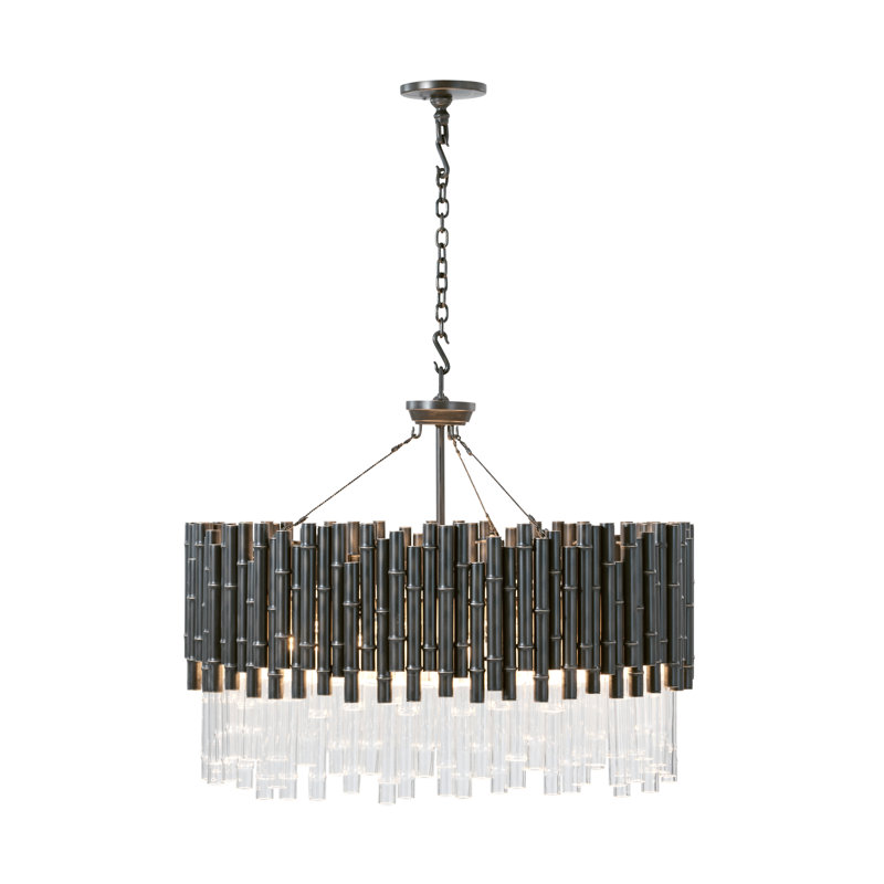 TA Illuminations Chandelier, 18" H x 35.5" W x 35.5" D, Romulus Bamboo, 9 Lights