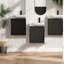 Meuble-lavabo compact flottant en chêne foncé avec lavabo en céramique