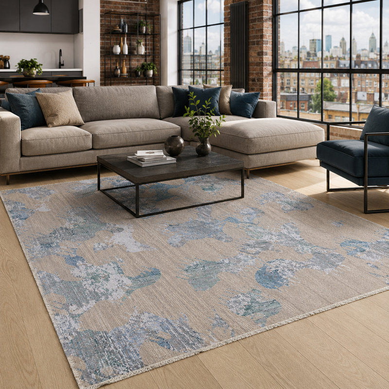 Abstract Cotton and Chenille Flatweave Area Rug, 80 x 150 cm