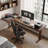 Light walnut L-Shaped Solid Wood desks-107510417-107510420