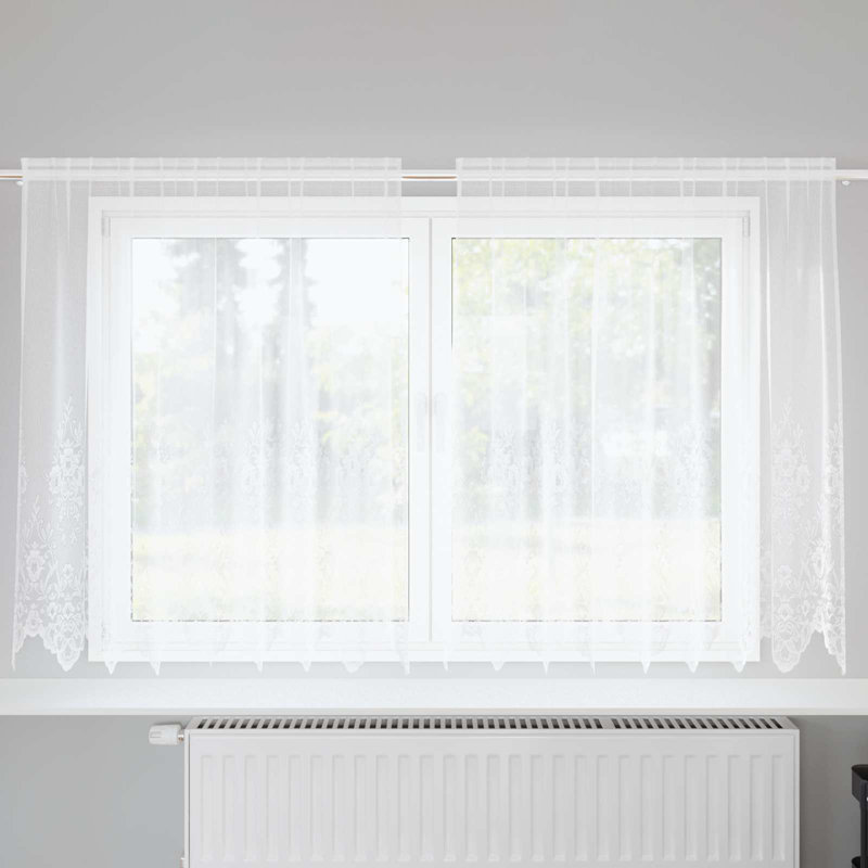Curtains With Curtains Floral White Polyester, 200cm Width x 140cm Drop