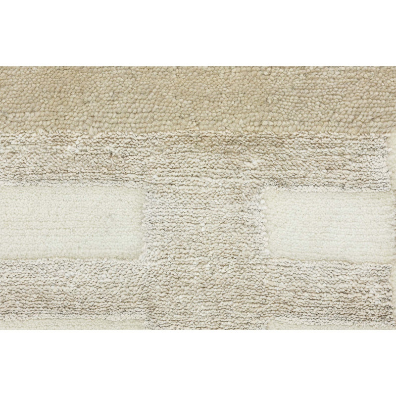 Hand Knotted Striped Area Rug, Rectangle 8' x 10'