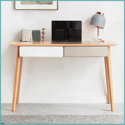 47'' Solid European Beech Home Office Desk with 2 Drawers – Compact, Durable &amp; Versatile for Small Spaces