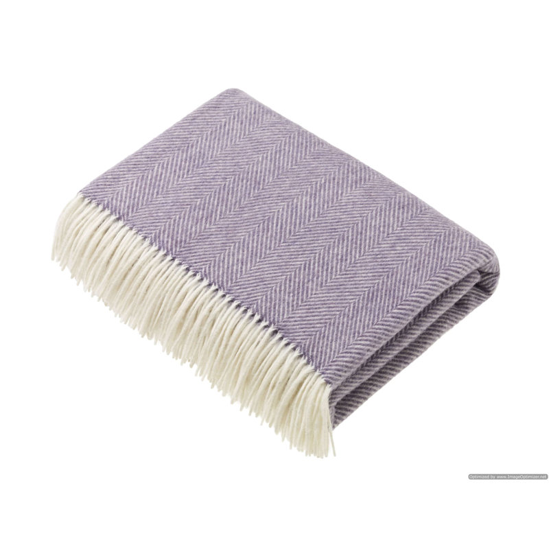 Jeté tissé en laine d'agneau Merino, Chevron mauve